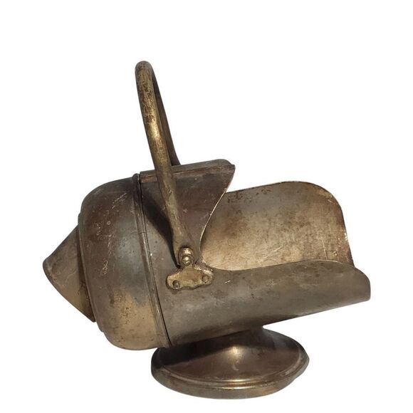 Antique Vintage Brass Coal Scuttle with Handle Mini 8 inches - Picture 1 of 14